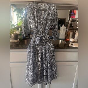 Navy blue and White leopard pattern Dress